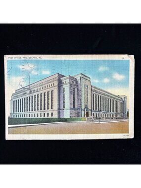 Vintage Postcard 1941 Philadelphia Post Office Defense Bonds Autogiro Roof